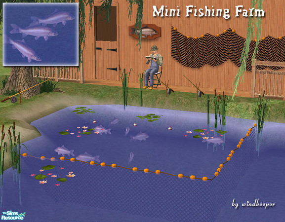 Sims 2 — Mini Fishing Farm by Windkeeper — Start your very own fishing farm in your backyard pond. 
