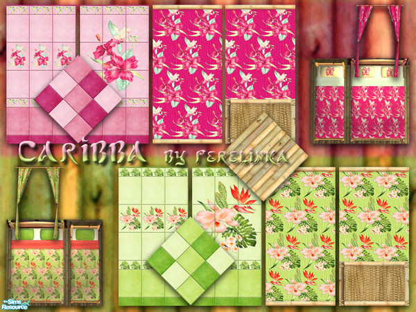 Sims 2 — CARIBBA by perelinka — Set of walls, floors and recolors in caribbean style.