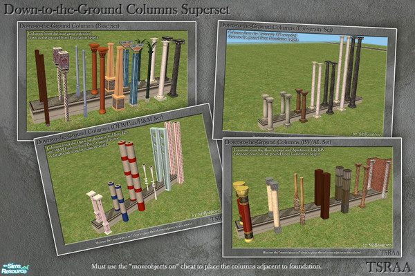 Sims 2 — Down-to-the-Ground Columns Superset by MsBarrows — What do you do when your house is on a foundation and your
