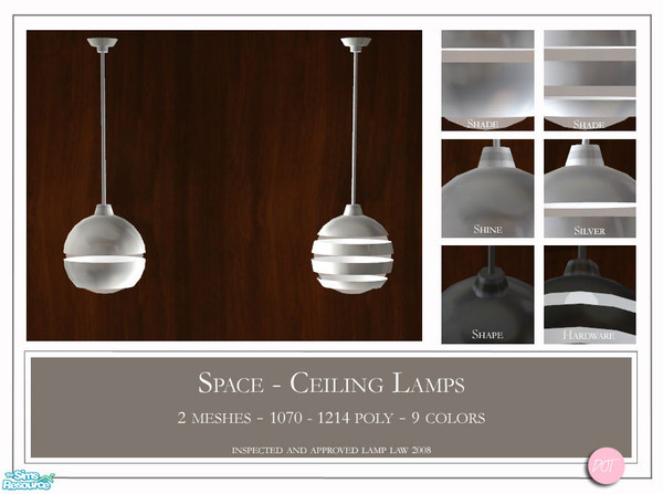 Sims 2 — Space Ceiling Lamp by DOT — Space Ceiling Lamp. 2 Meshes Plus Recolors. Sims 2 by DOT of The Sims Resource. 