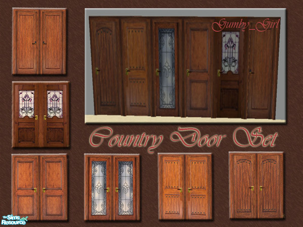 Sims 2 — Rustic Country Door Set by Gumby_Girl — Set of 6 recolours of Raveena and BitzyBus\' awesome Designer Door Mesh.