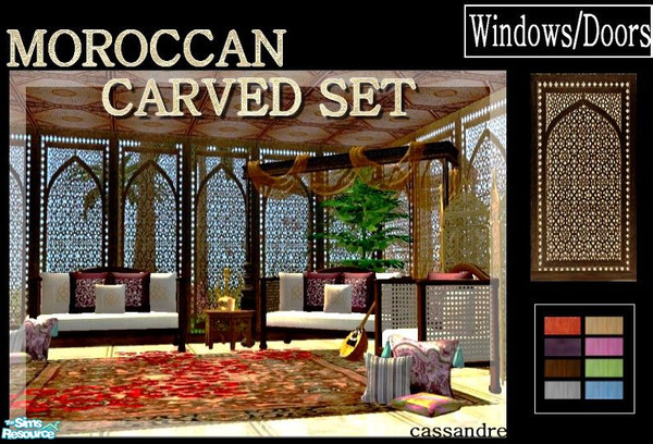 Sims 2 — Moroccan Carved set by kibanahnah — A set of moroccan windows and doors that match my latest wall set \"