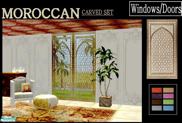 Sims 2 — Moroccan Carved set - beige by kibanahnah — A set of moroccan windows and doors that match my latest wall set