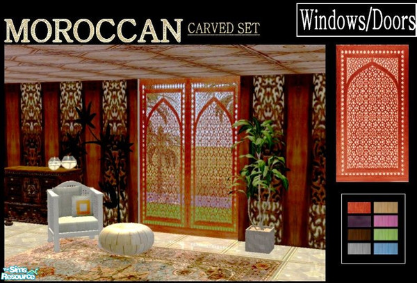 Sims 2 — Moroccan Carved set - orange by kibanahnah — A set of moroccan windows and doors that match my latest wall set