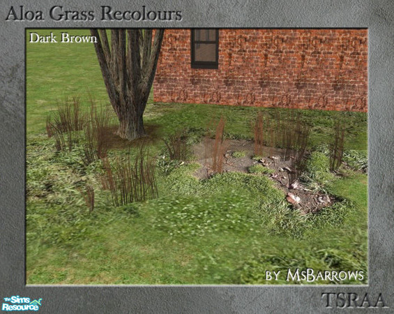 Sims 2 — Aloa Grass - Dark Brown Grass #3 by MsBarrows — Dark brown recolour of the \"Grass #3\" mesh.