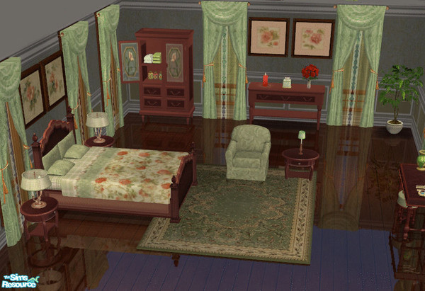 Sims 2 — Mint Bedroom by lisa9999 — A combination of mint green and florals.