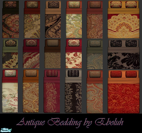 Sims 2 — Antique Bedding 1 Set by Eboluh — Matching bedding set for the Antique Luxiare Loveseat Set and the Antique