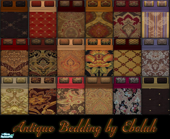 Sims 2 — Antique Bedding 2 Set by Eboluh — Matching bedding set for the Antique Luxiare Loveseat Set 2 and the Antique