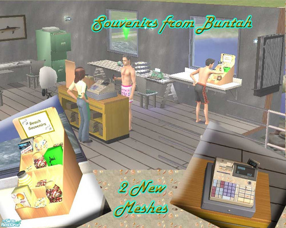 Sims 2 — Beach Souvenirs by buntah — Well, now that you've had a great week at the beach, don't forget to buy some
