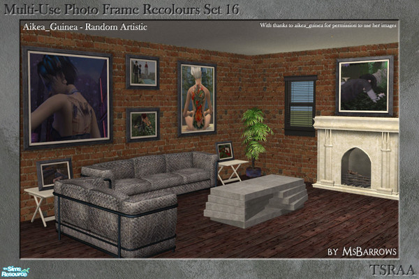 Sims 2 — Multi-Use Photo Frame Recolours 16 by MsBarrows — Sixteen random artistic images from the galleries of