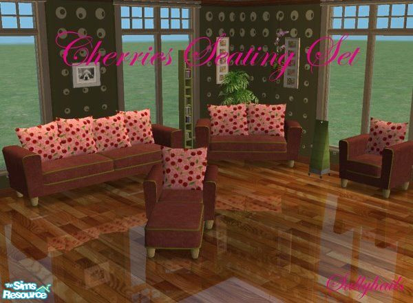 Sims 2 — Cherries Seating Set by sallyhails — Recolour of Holysimoly\'s Arizona seating set using texture supplied by