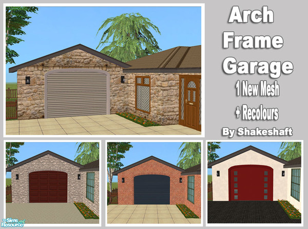 Sims 2 — Arch Frame Garage by Shakeshaft — A new mesh garage door with an Arched Frame, set includes the Mesh and several