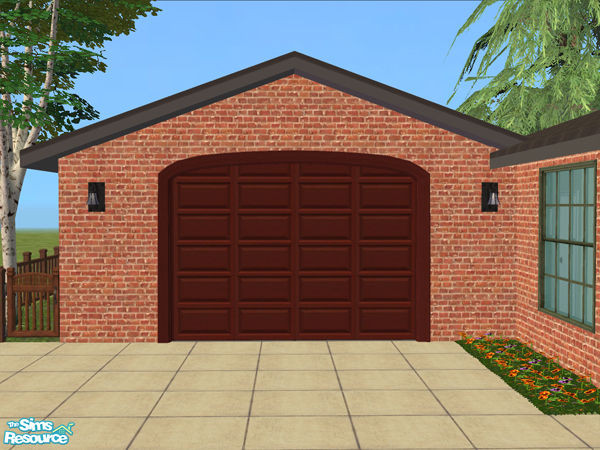 Sims 2 — Arch Frame Garage - Red Wood Panel by Shakeshaft — Part of the Arched Frame Garage Set, set includes the Mesh