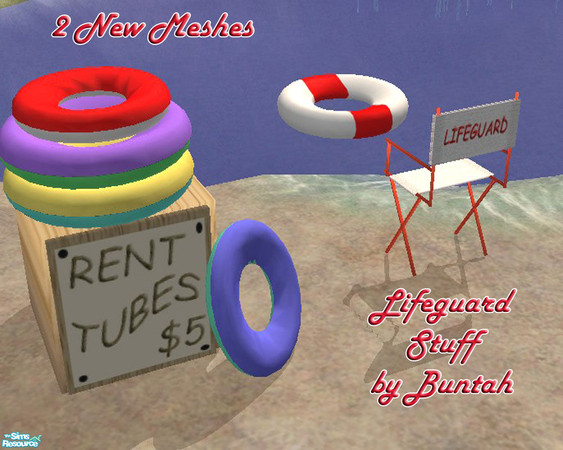 Sims 2 — Lifeguard Stuff by buntah — Inner tubes and a lifeguard chair are necessary items for any beach. This set