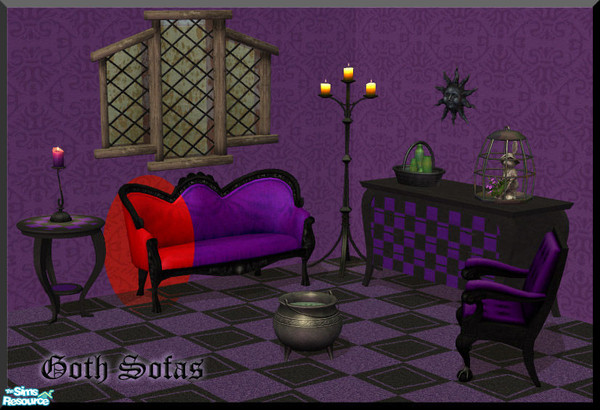 Sims 2 — Goth Sofas by billygirl — I recolored the victorian sofa to match my previous goth chairs. Allways thinking of
