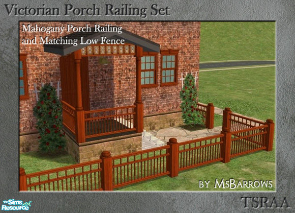 Sims 2 — Victorian Porch Railing - Mahogany by MsBarrows — A classic porch railing design with a twist - stained glass