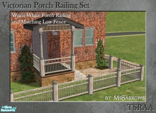 Sims 2 — Victorian Fence - Worn White by MsBarrows — A low fence to match the Victorian Porch Railing, in a worn white