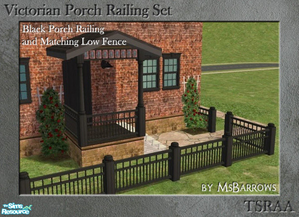 Sims 2 — Victorian Fence - Black by MsBarrows — A low fence to match the Victorian Porch Railing, in a black