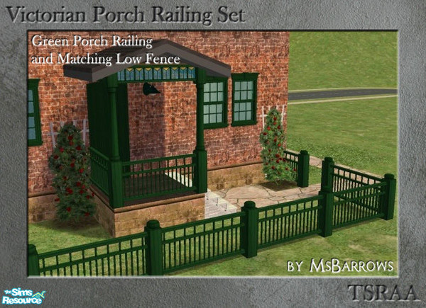 Sims 2 — Victorian Fence - Green by MsBarrows — A low fence to match the Victorian Porch Railing, in a green