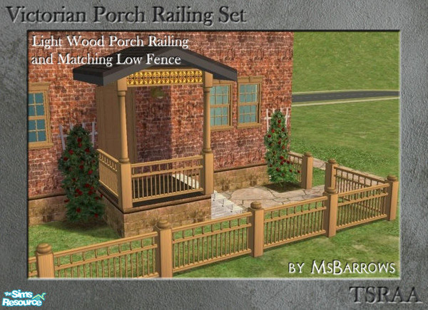 Sims 2 — Victorian Fence - Light Wood by MsBarrows — A low fence to match the Victorian Porch Railing, in a light wood