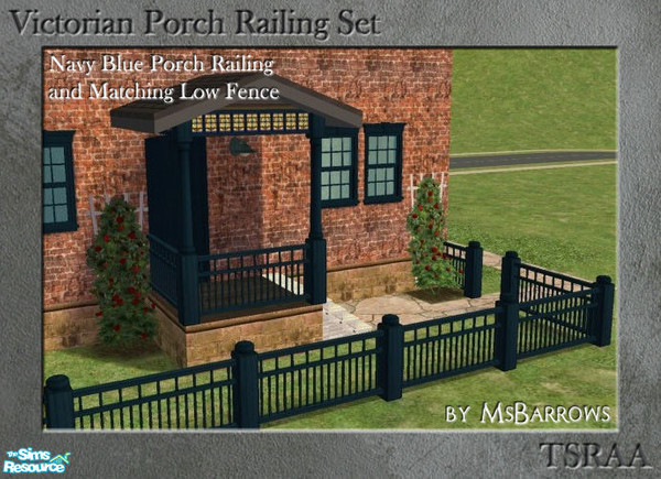 Sims 2 — Victorian Fence - Navy Blue by MsBarrows — A low fence to match the Victorian Porch Railing, in a navy blue