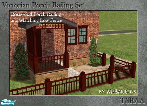 Sims 2 — Victorian Fence - Rosewood by MsBarrows — A low fence to match the Victorian Porch Railing, in a rosewood