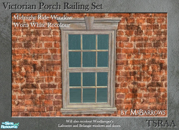 Sims 2 — Midnight Ride Window - Worn White by MsBarrows — A worn white recolour of the Midnight Ride window to match my
