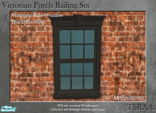 Sims 2 — Midnight Ride Window - Black by MsBarrows — A black recolour of the Midnight Ride window to match my Victorian