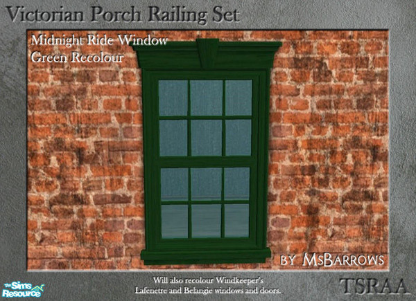 Sims 2 — Midnight Ride Window - Green by MsBarrows — A green recolour of the Midnight Ride window to match my Victorian