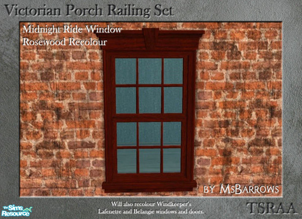 Sims 2 — Midnight Ride Window - Rosewood by MsBarrows — A rosewood recolour of the Midnight Ride window to match my