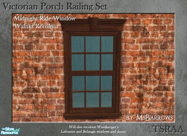 Sims 2 — Midnight Ride Window - Walnut by MsBarrows — A walnut recolour of the Midnight Ride window to match my Victorian