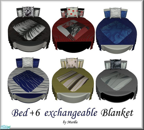 Sims 2 — Bed-Set Cora by marilu — Bed in 5 Colors and 6 exchangeable Blanket