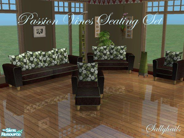 Sims 2 — Passion Vines Seating Set by sallyhails — Recolour of Holysimoly\'s Arizona seating set using texture supplied