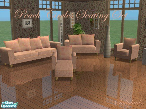 Sims 2 — Peach Circles Seating Set by sallyhails — Recolour of Holysimoly\'s Arizona seating set using textures supplied