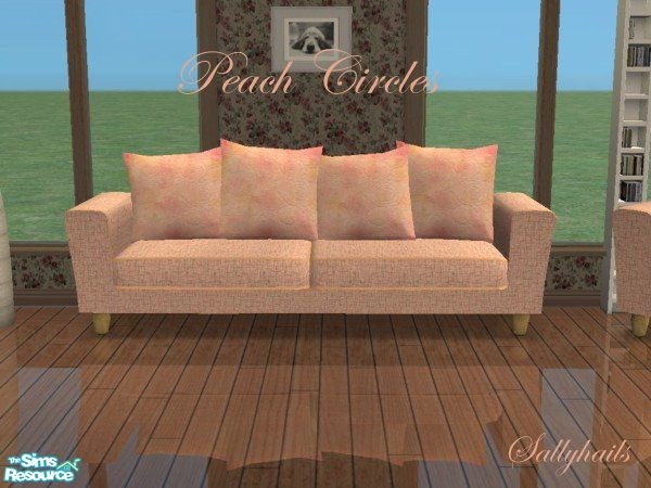 Sims 2 — Peach Circles Seating Set - Sofa by sallyhails — Recolour of Holysimoly\'s Arizona seating set using textures