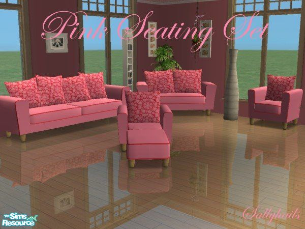 Sims 2 — Pink Seating Set by sallyhails — Recolour of Holysimoly\'s Arizona seating set using texture supplied by