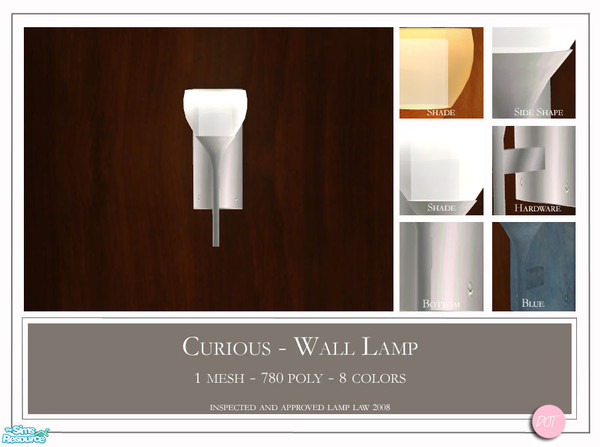 Sims 2 — Curious Wall Lamp by DOT — Curious Wall Lamp 1 MESH Plus Recolors. Sims 2 by DOT of The Sims Resource.