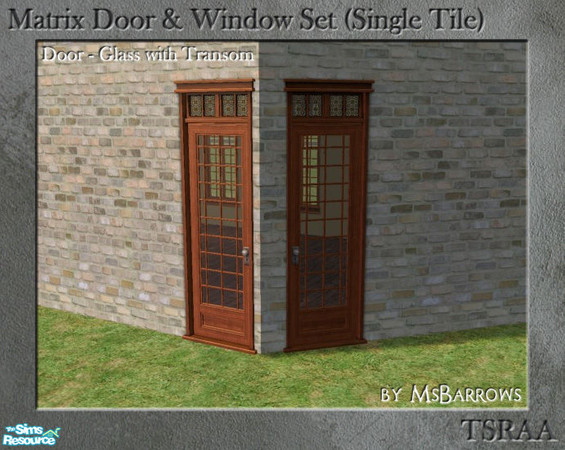 Sims 2 — Matrix Window - Glass Door Diagonal MESH by MsBarrows — Door created to match my Victorian Porch Railing set.