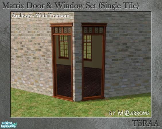Sims 2 — Matrix Window - Archway Diagonal MESH by MsBarrows — Door created to match my Victorian Porch Railing set. Frame