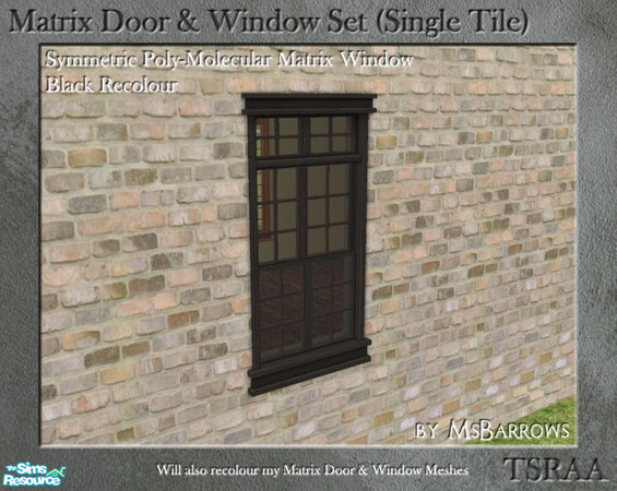 Sims 2 — Matrix Doors & Windows - Black Recolour by MsBarrows — Recolour of the \'Symmetric Poly-Molecular Matrix