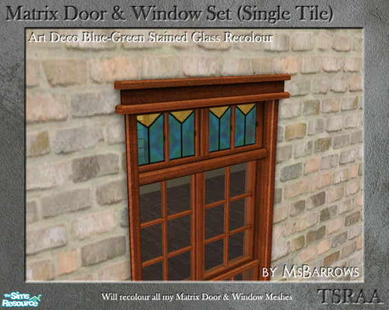 Sims 2 — Matrix Doors & Windows - Art Deco Recolour by MsBarrows — Recolour of the stained glass portion of my