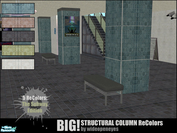 Sims 2 — BIG! Column - Subway Edition Set by wideopeneyes — These are recolors for the BIG! Structural Column mesh I