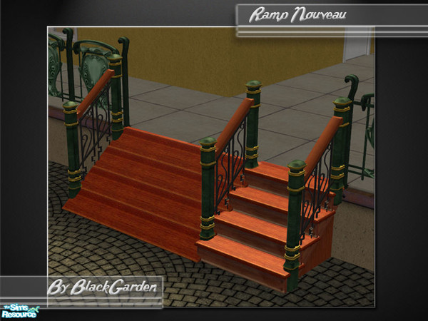 Sims 2 — Maxis Matching Ramp Nouveau by BlackGarden — A matching ramp for the stairs nouveau from the base game. Gorgeous