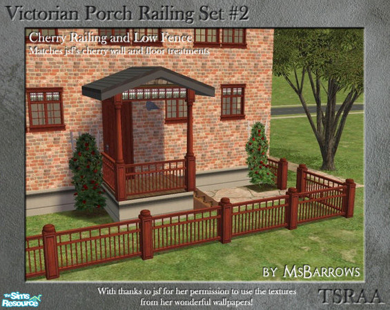 Sims 2 — Victorian Porch Railing - Cherry by MsBarrows — A classic porch railing design with a twist - stained glass
