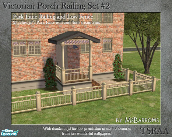 Sims 2 — Victorian Fence - Park Lane by MsBarrows — A low fence to match the Victorian Porch Railing, textured to match