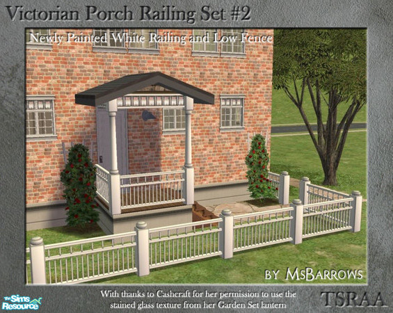Sims 2 — Victorian Fence - Newly Painted White by MsBarrows — A low fence to match the Victorian Porch Railing, textured
