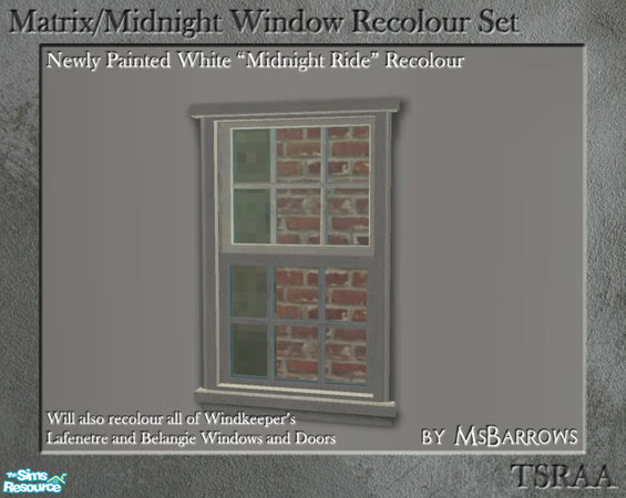 Sims 2 — Midnight Ride Window Recolour - New White by MsBarrows — Recolour of the \'Midnight Ride\' window in newly