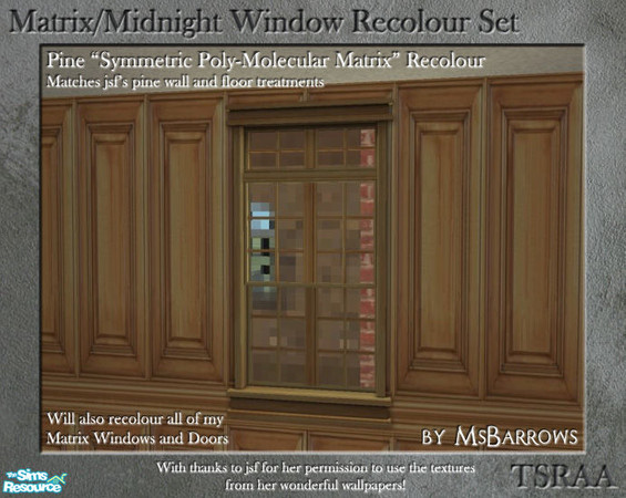 Sims 2 — Matrix Window Recolour - Pine by MsBarrows — Recolour of the \'Symmetric Poly-Molecular Matrix\' window to match