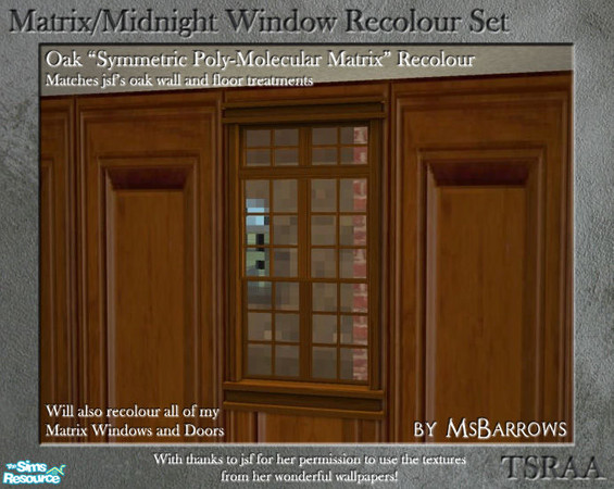 Sims 2 — Matrix Window Recolour - Oak by MsBarrows — Recolour of the \'Symmetric Poly-Molecular Matrix\' window to match