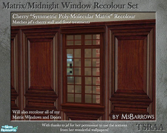 Sims 2 — Matrix Window Recolour - Cherry by MsBarrows — Recolour of the \'Symmetric Poly-Molecular Matrix\' window to